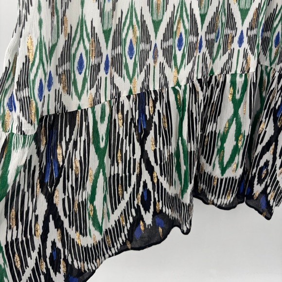 Chico's Maxi Dress Metallic Womens 3X Plus Aztec Midi Long Sleeve V-Neck - Picture 4 of 11